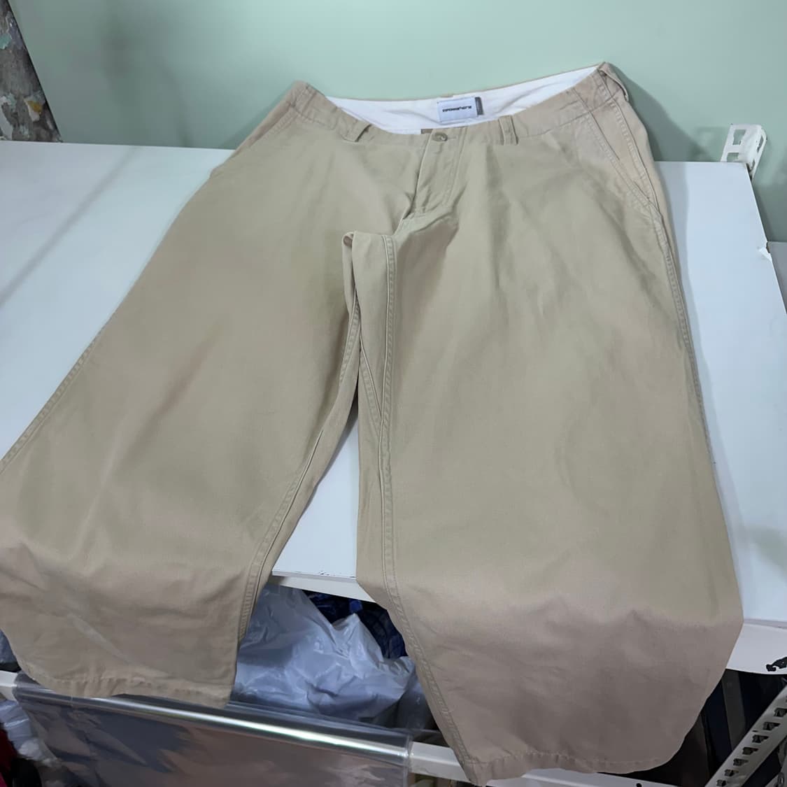 L-XL 에스피오나지 라이트베이지 테이퍼드와이드핏 치노팬츠 상품이미지3