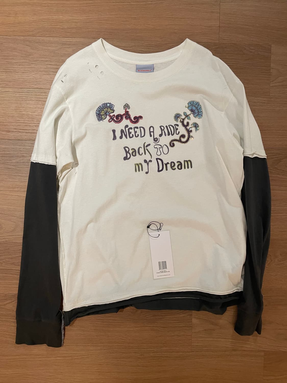 [XL] 블루마블 라인스톤 레이어드 롱슬리브 상품이미지1