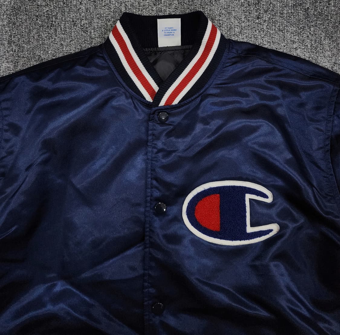 챔피온 재팬 빅로고 성조기 패치 새틴 스타디움 바시티 자켓 L 상품이미지4