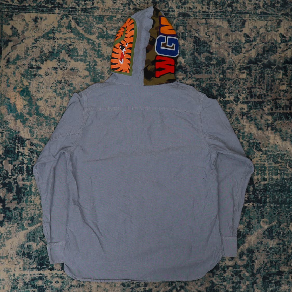 BAPE 베이프 1st 카모 풀오버 샤크 셔츠 후드 XL 상품이미지5