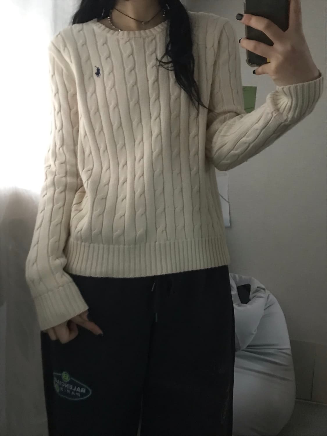 폴로 아이보리 케이블니트 상품이미지1