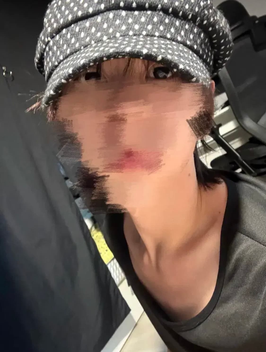 일본 빈티지 땡땡이 Y2K 블랙 헌팅캡  상품이미지1
