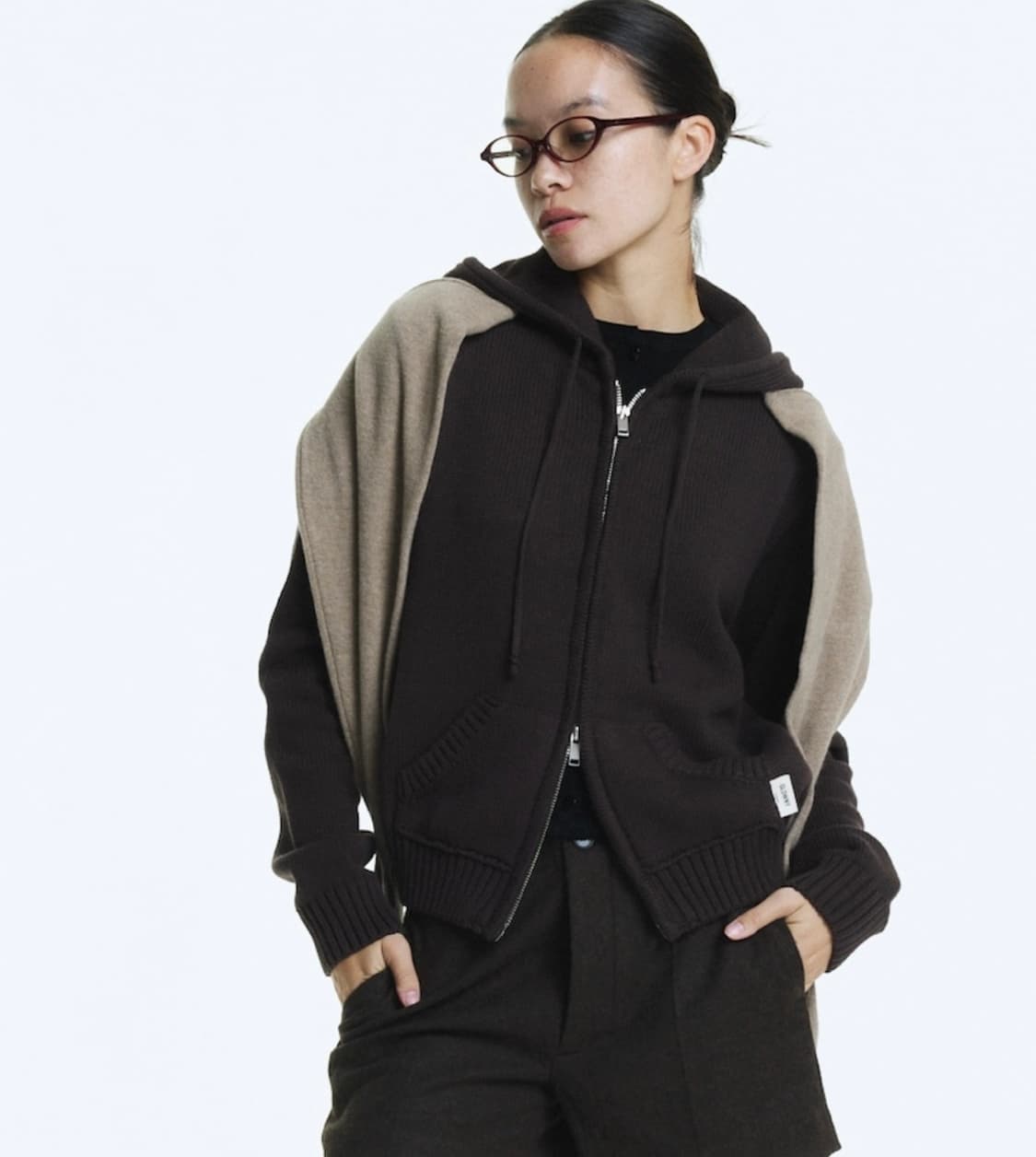 글로니 니트집업 G CLASSIC KNIT ZIP UP (브라운) 상품이미지2