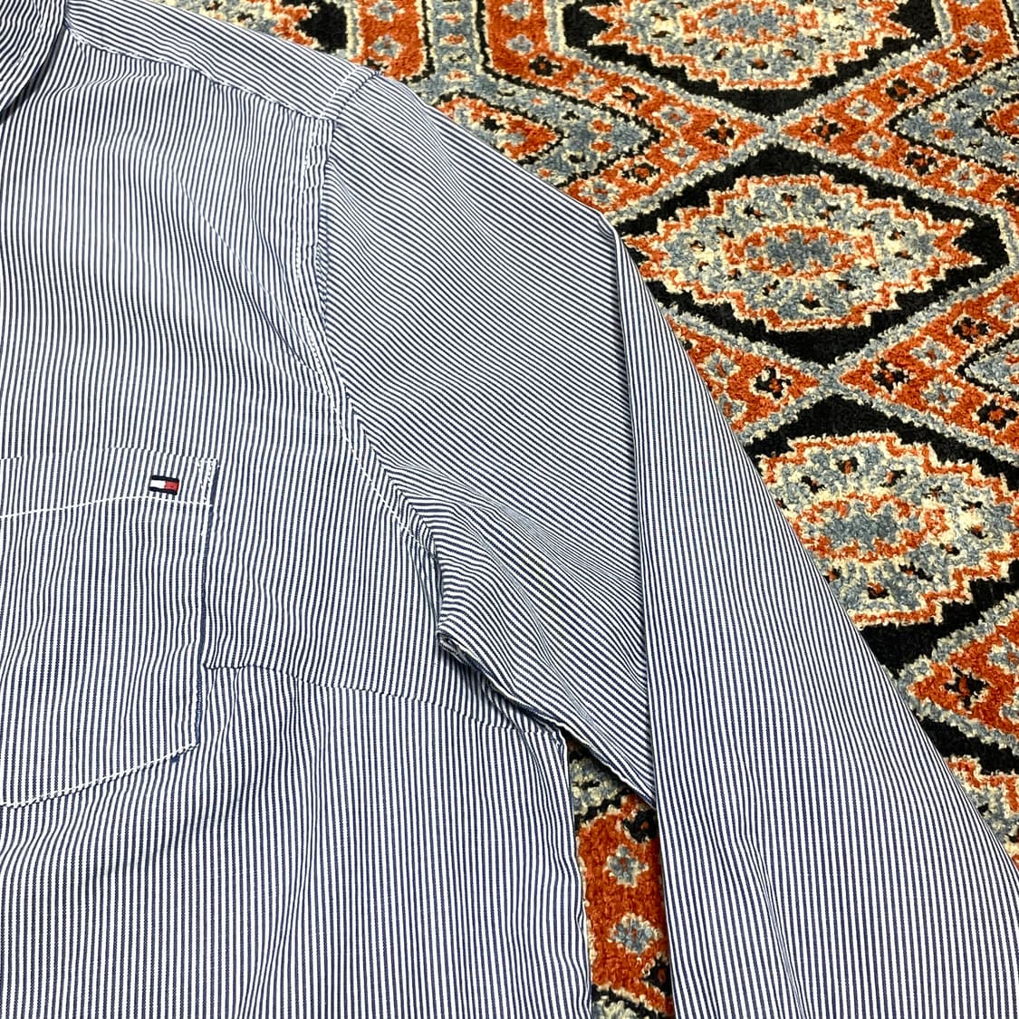 타미힐피거 네이비 스트라이프 포켓 셔츠 여성L 상품이미지3