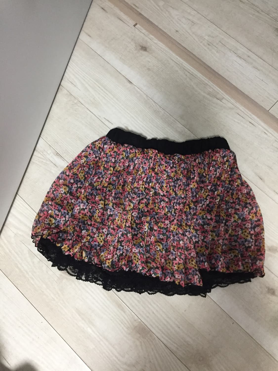 vintage flower black lace pleats skirt 상품이미지5