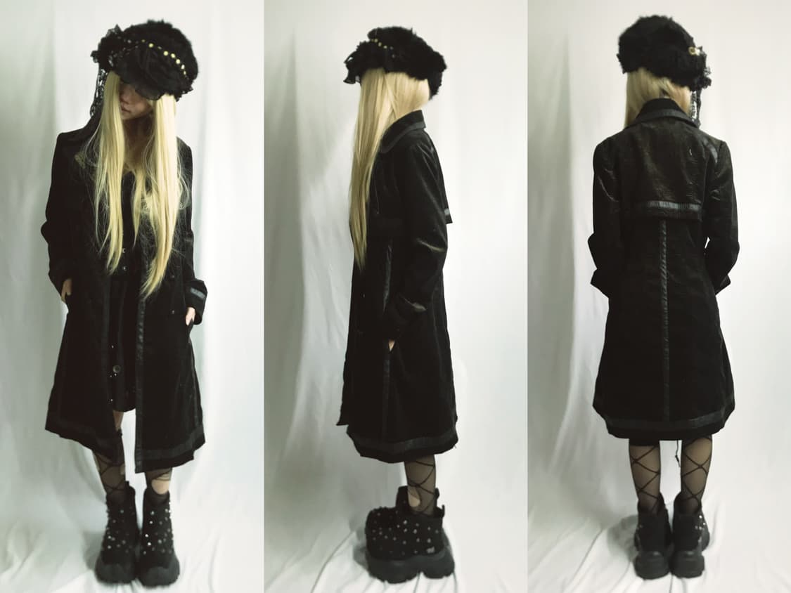 Dark-green washing/shimmer maxi coat 상품이미지3