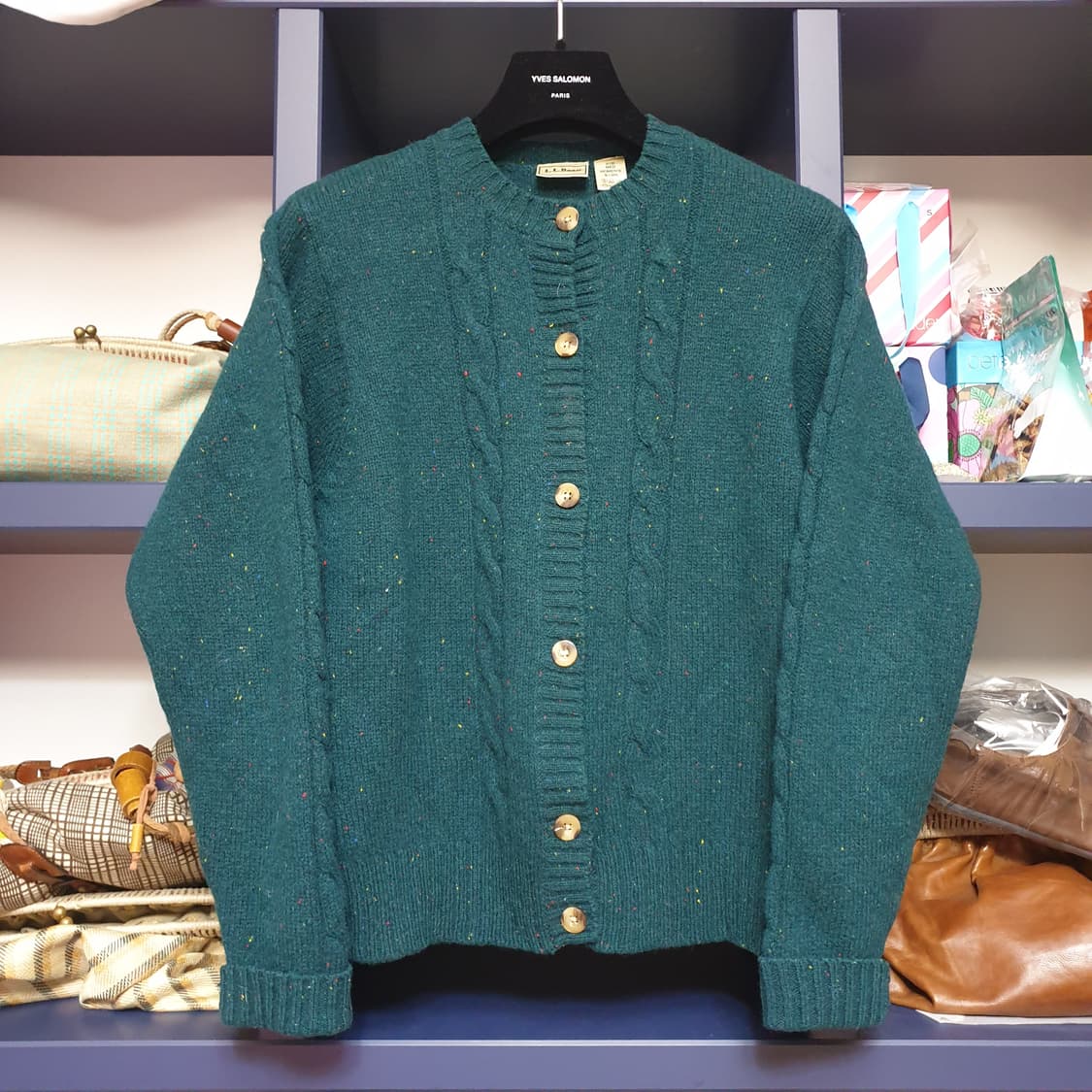 L.L BEAN 엘엘빈 울 100% 보카시그린 클래식 케이블니트 상품이미지1