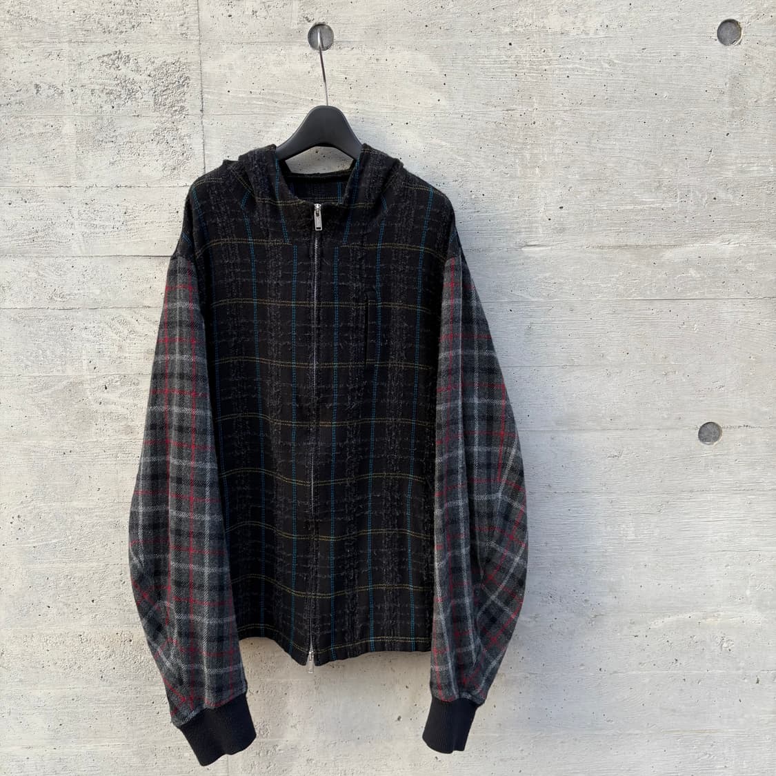 언더커버 블랙 울 체커 후드 자켓 상품이미지1