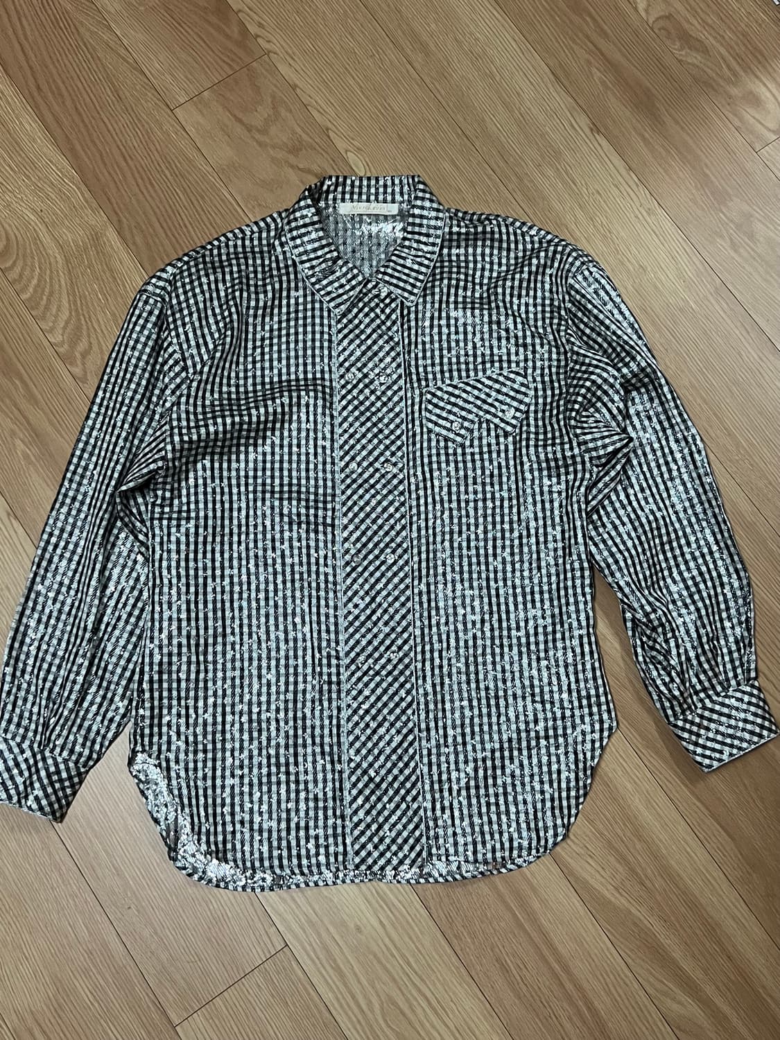 인견 메탈사 별 패턴 블라우스 상품이미지2