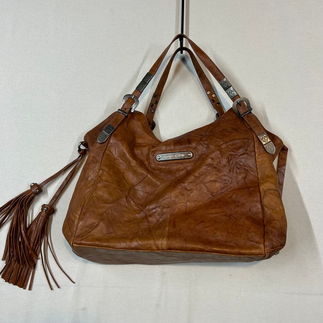 가죽 해골 스컬 스터드 숄더백 브라운 상품이미지5