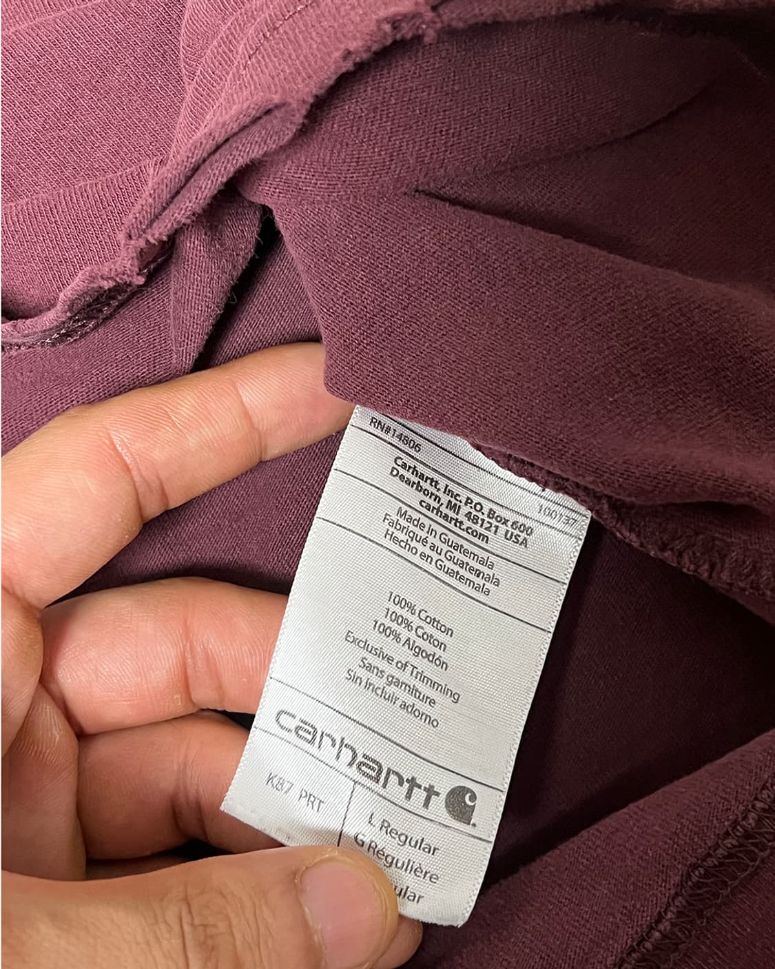 Thrashed Carhartt T shirt (Maroon, L)

 상품이미지4