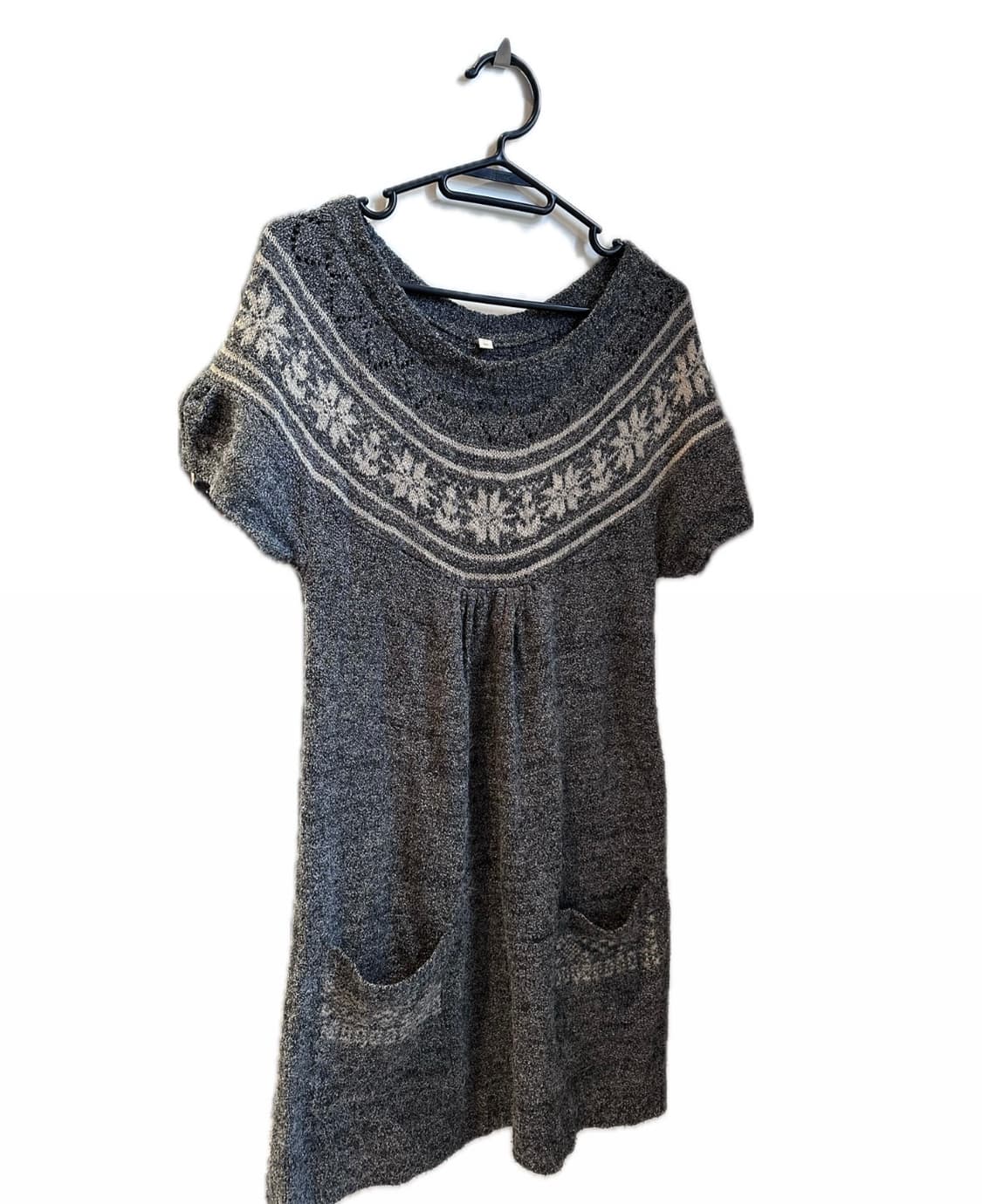 JPN 반팔 니트 블라우스 원피스 차콜 사와코 모리걸 상품이미지1