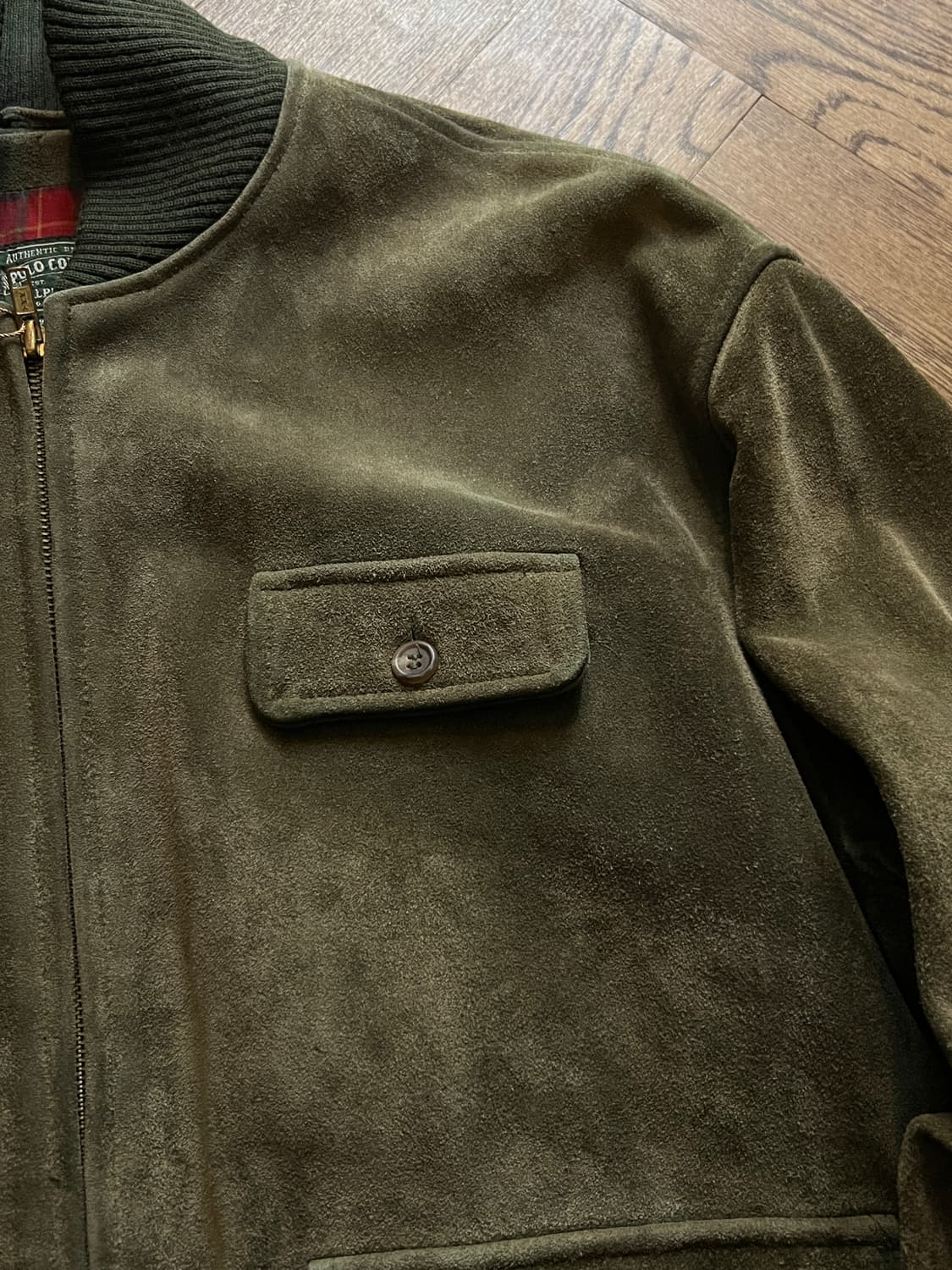 [L]90's 폴로 컨트리 체크 라이닝 리얼 스웨이드 플라이트 자켓 상품이미지4