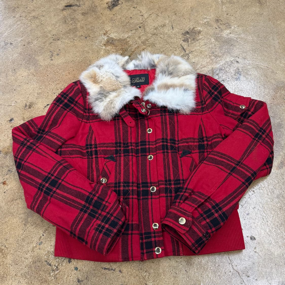 엠엘비 레드 체크 양털 카라 자켓 90 상품이미지2