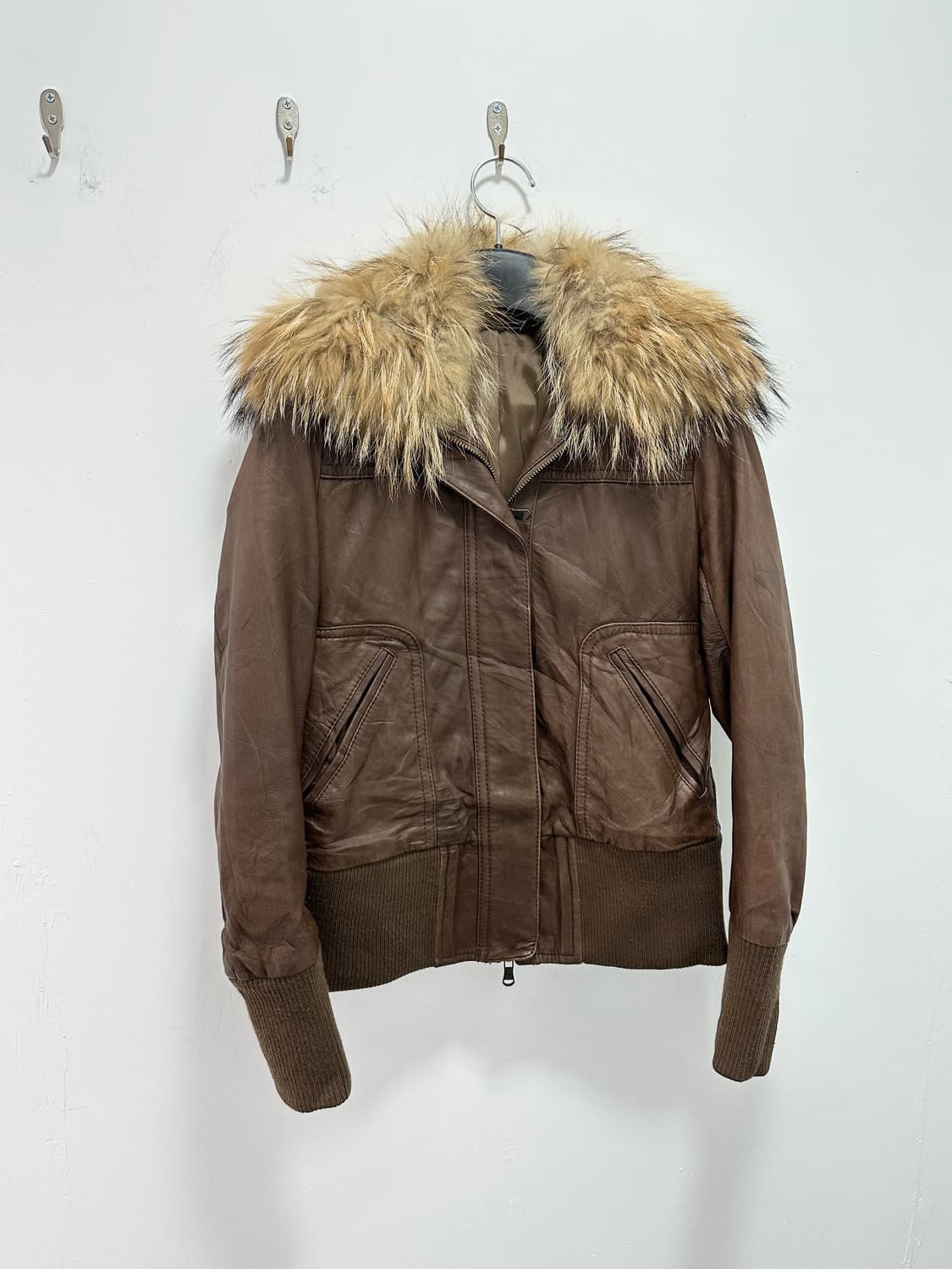 Raccoon fur high neck sheepskin leather  상품이미지2
