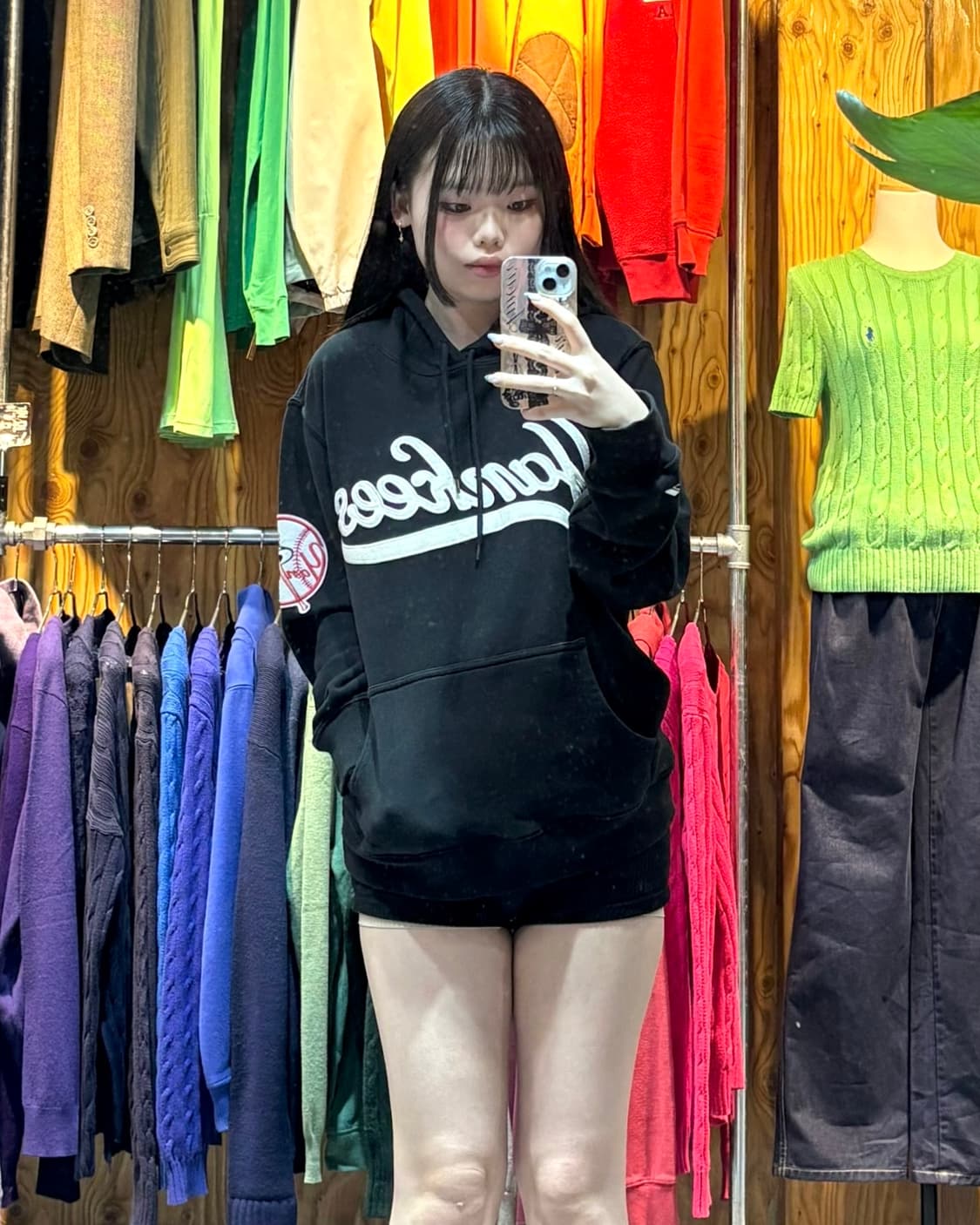 S 마제스틱 뉴욕양키스 빅로고 블랙 후드티 상품이미지1