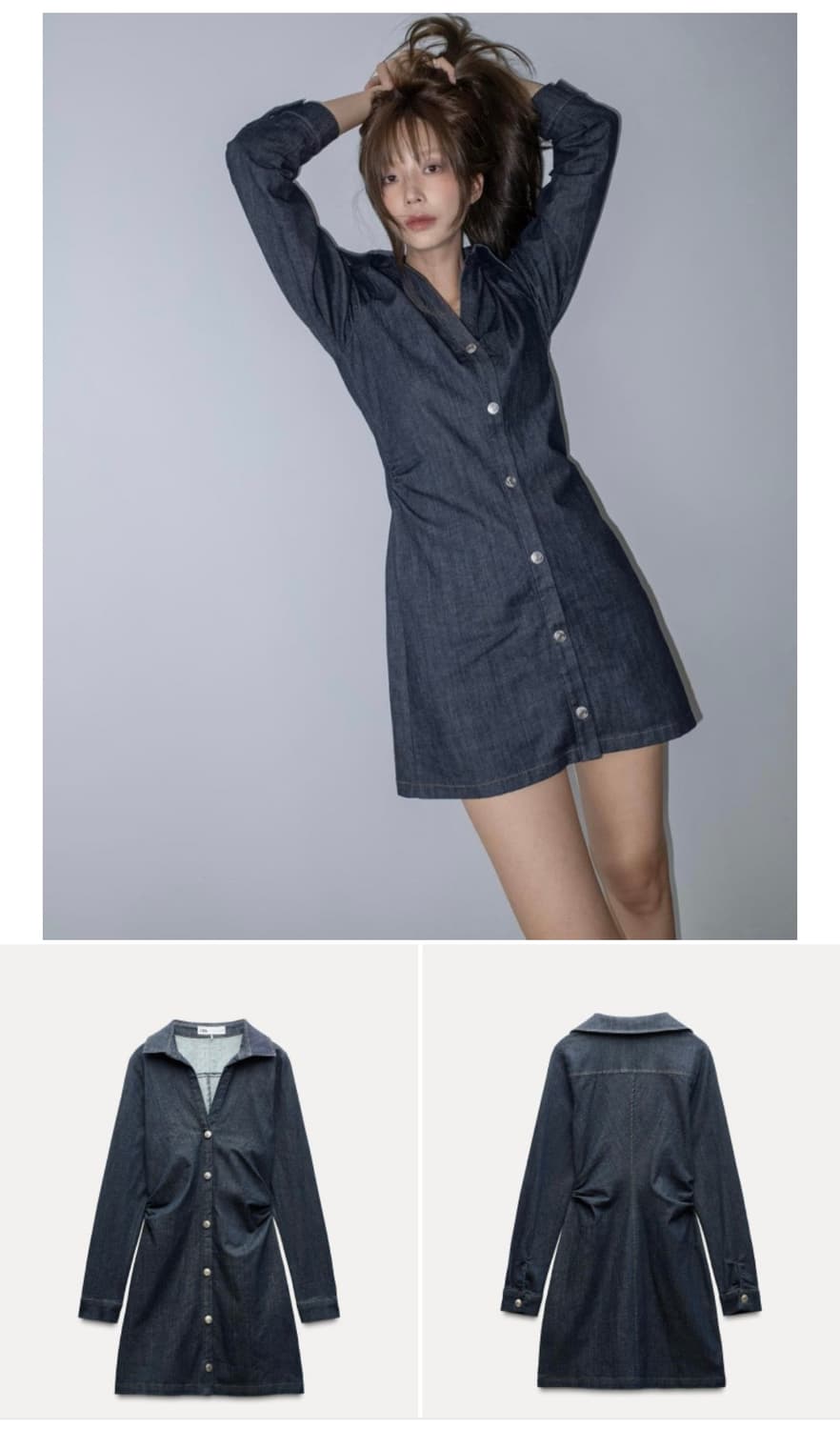 ZARA 자라 셔츠스타일 데님 미니원피스 xs 상품이미지2