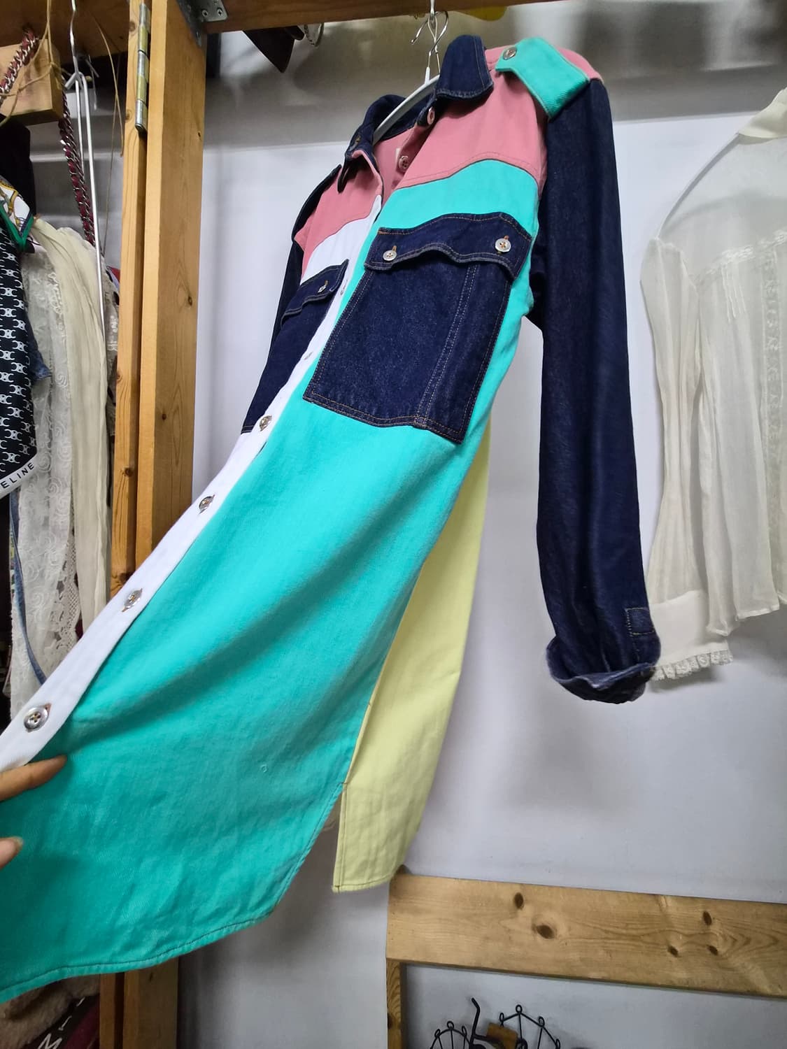 마쥬 컬러블록 데님 원피스 상품이미지7