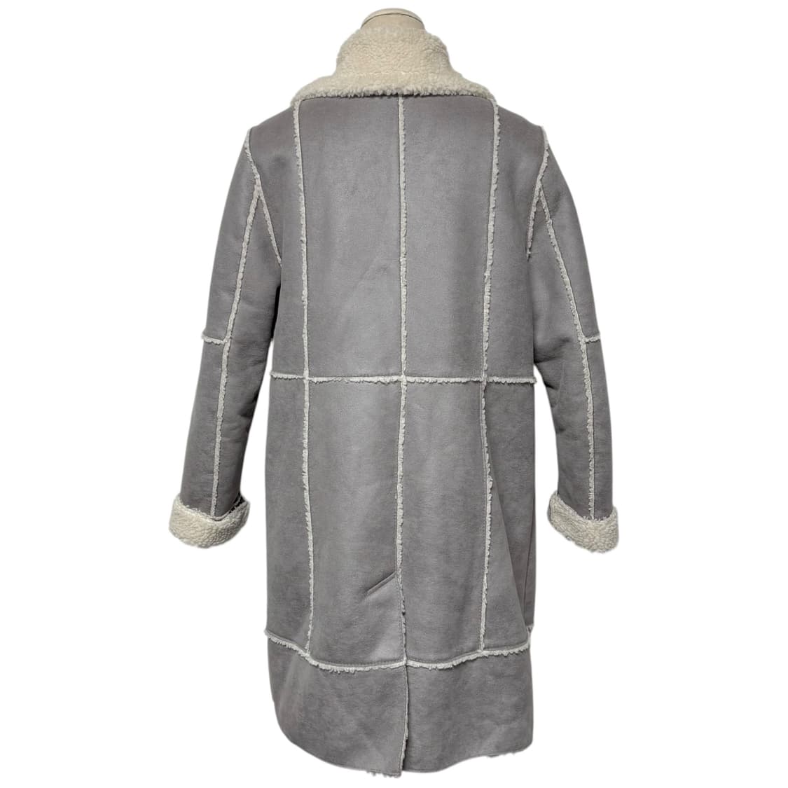 3681 그레이 안감퍼 버클 롱무스탕 코트 자켓 상품이미지4