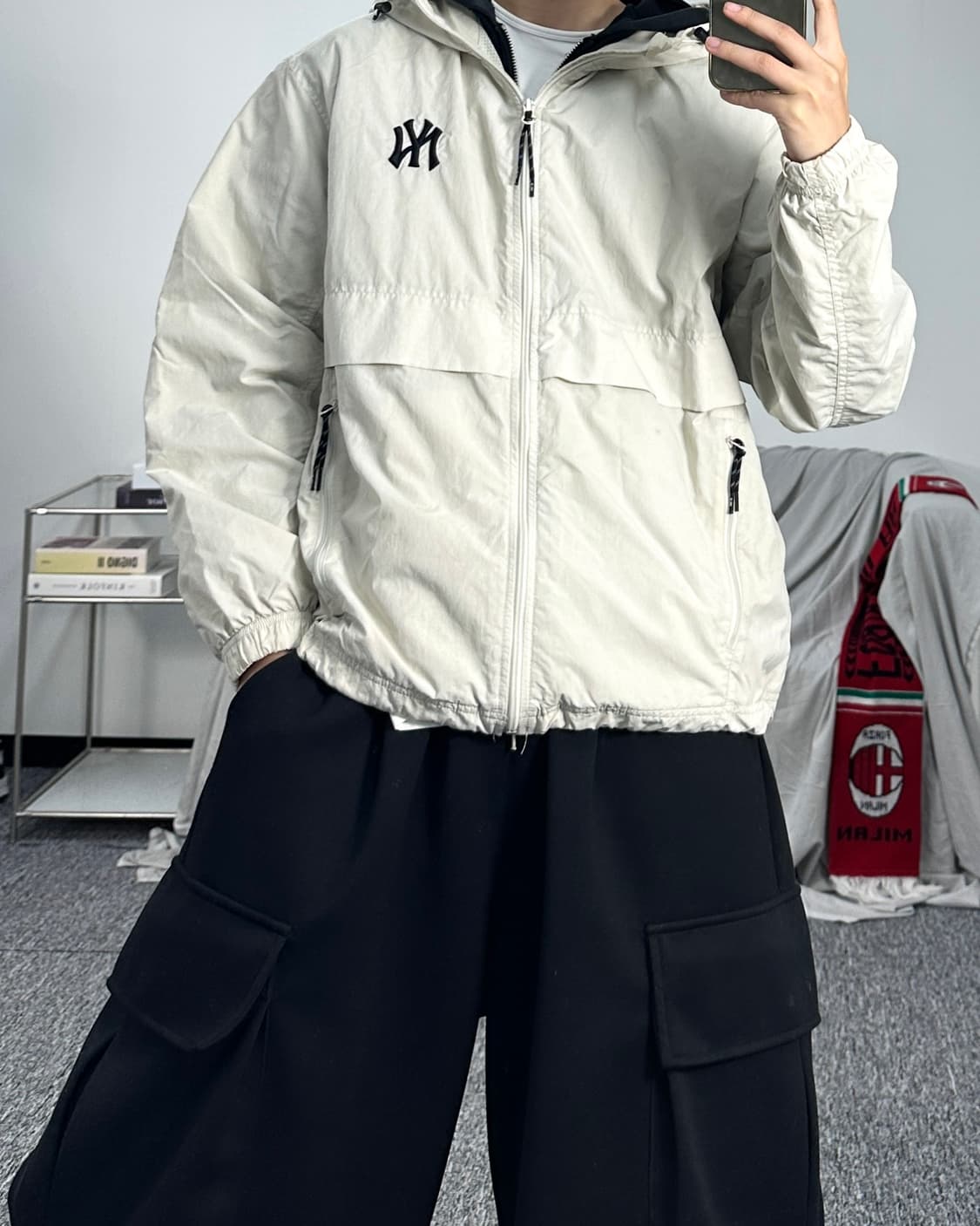 MLB 뉴욕 양키스 크림 후드 바람막이 M 상품이미지3