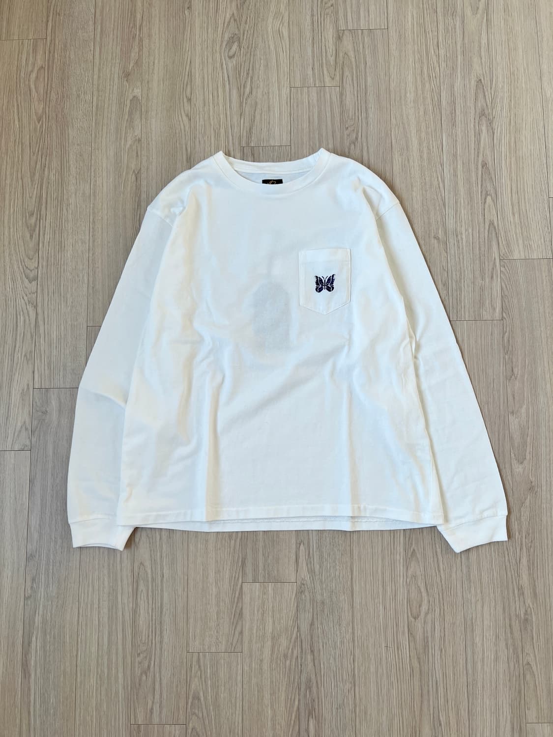 Needles 롱슬리브 포켓 티셔츠 코튼 저지 화이트 상품이미지1