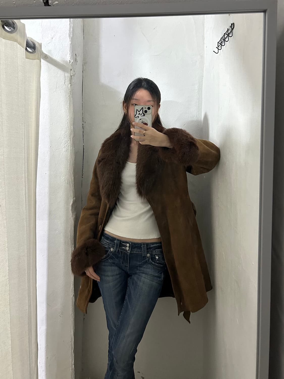 레더 퍼 코트 자켓 빈티지 상품이미지1