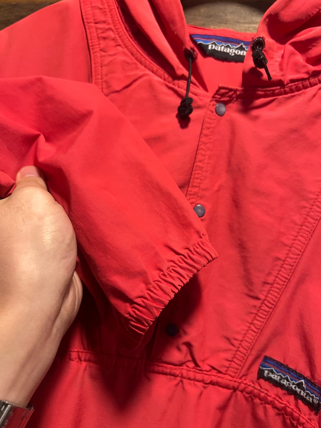 [L]90's 파타고니아 Made in USA 레드 풀오버 후드 자켓 상품이미지4
