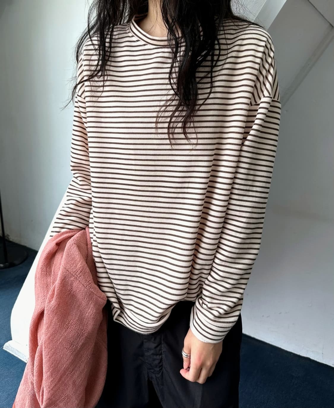 Border stripe design L/S knit top 상품이미지6