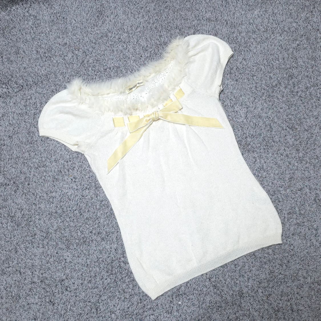 핀터 리본 퍼 앙고라 니트 딱붙 로걀탑  트랄라라 리즈리사깔 히메갸루 상품이미지2