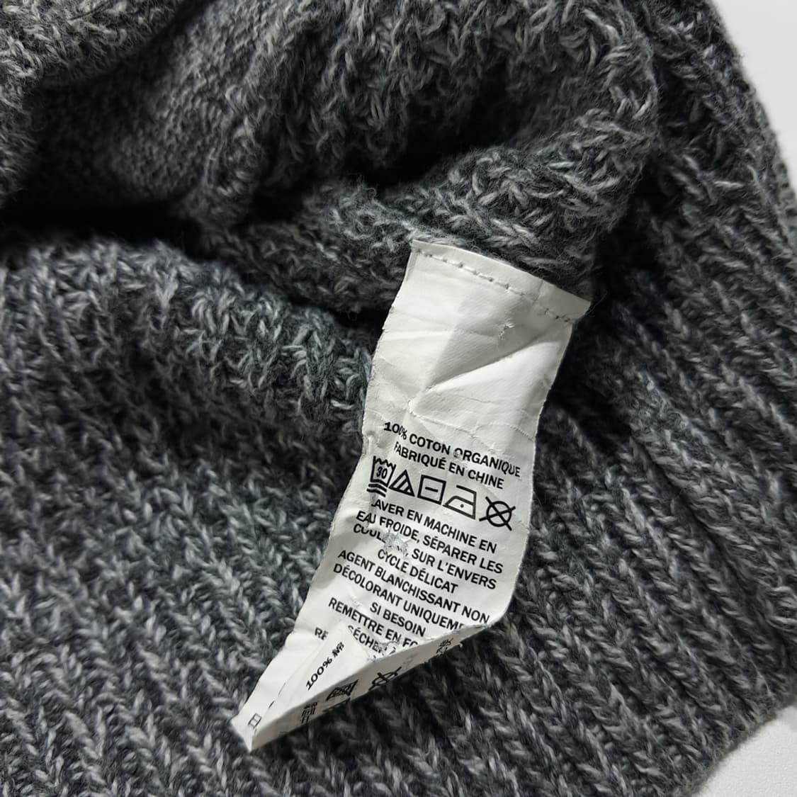 CL205 S 엘엘빈 오가닉코튼 쉐이커니트 그레이 풀집업 가디건 상품이미지5