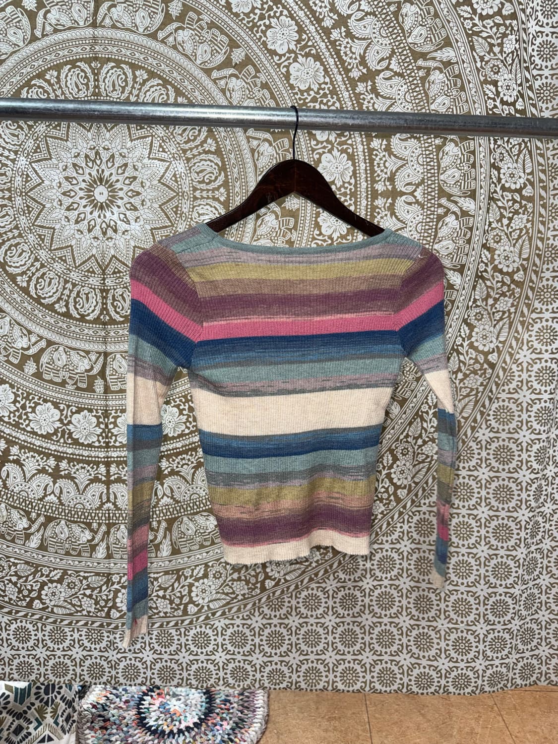 빈티지 여성 스트라이프 골지 니트  상품이미지4