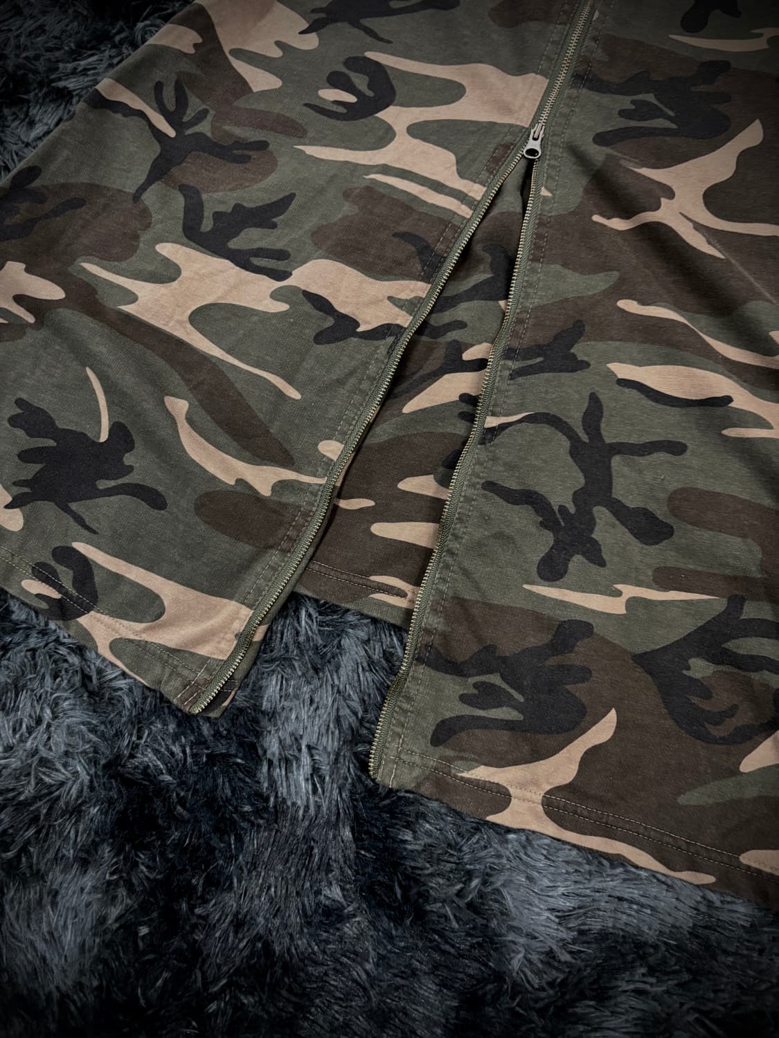 밀리터리 지퍼 디테일 롱 스웻스커트 상품이미지4