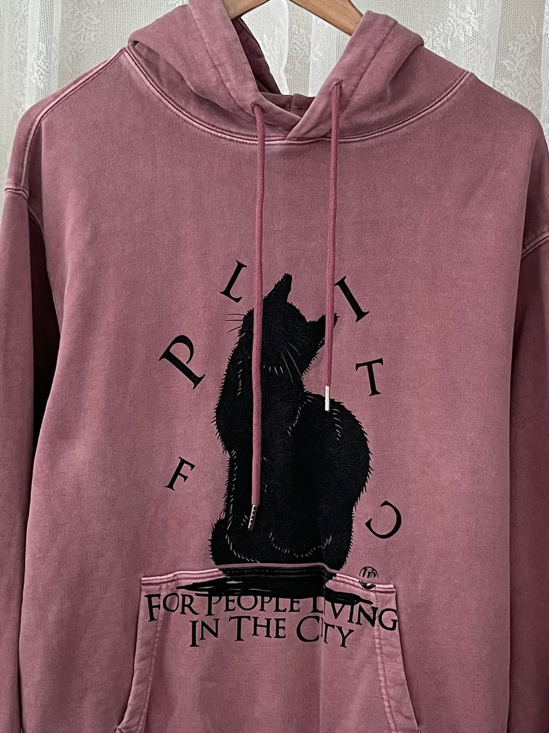 M) 어반디타입 블랙캣 피그먼트 후드 핑크 상품이미지3