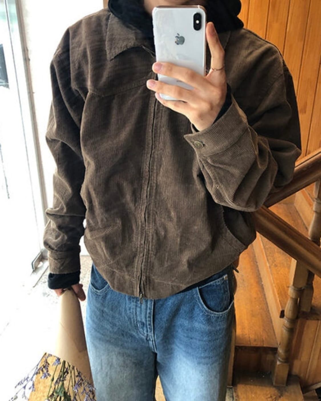 브라운 빈티지 다잉 코듀로이 자켓 웨스턴 워크웨어 크롭핏 유니섹스 상품이미지3
