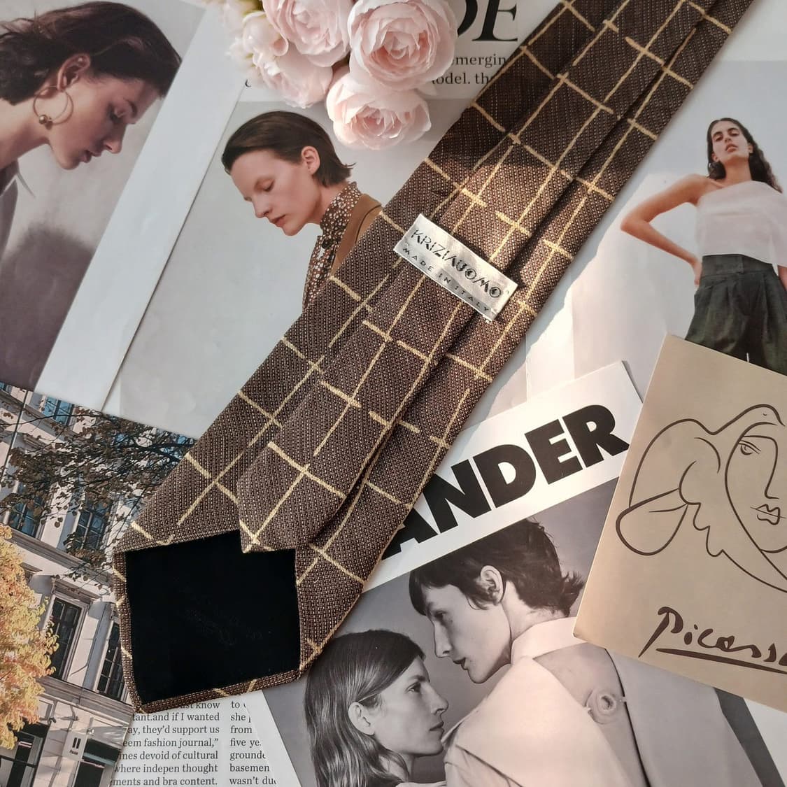 크리지아 실크 혼방 윈도우 체크 넥타이 9.3cm A+등급 A19117
 상품이미지4