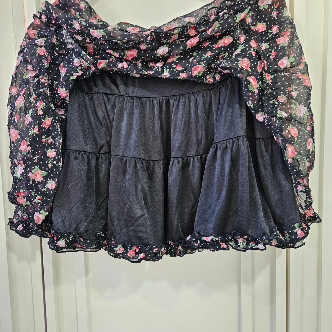 블랙 플라워 도트 미니 스커트 상품이미지6