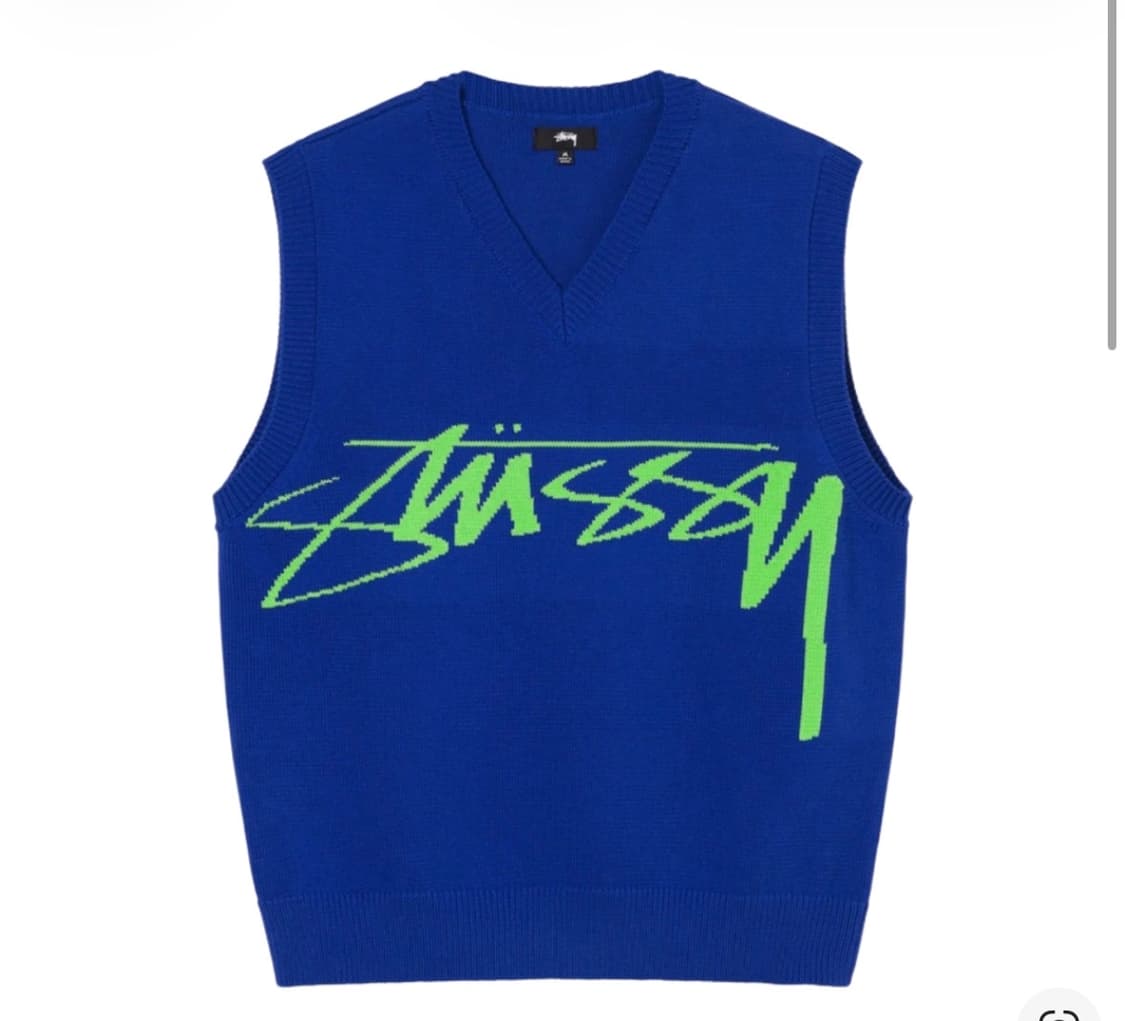 스투시 로고 니트 베스트 블루 상품이미지1