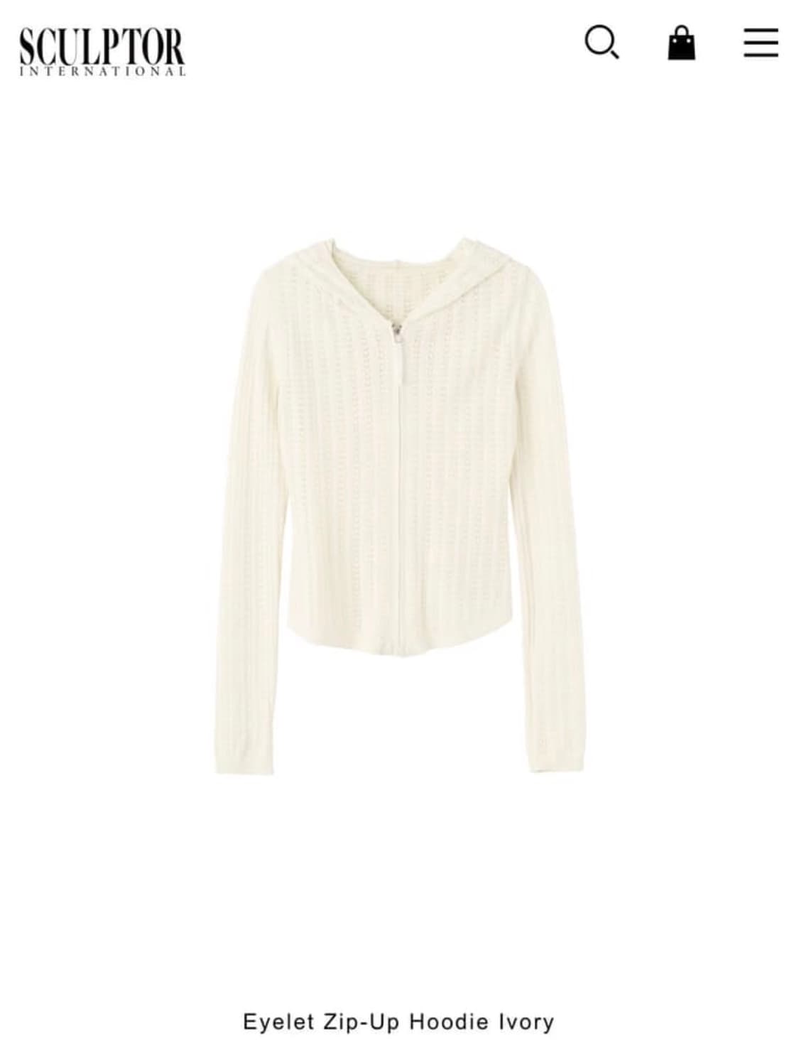 SCULPTOR 스컬프터 아이보리 아일렛 니트 집업 후드 후디 M 상품이미지2