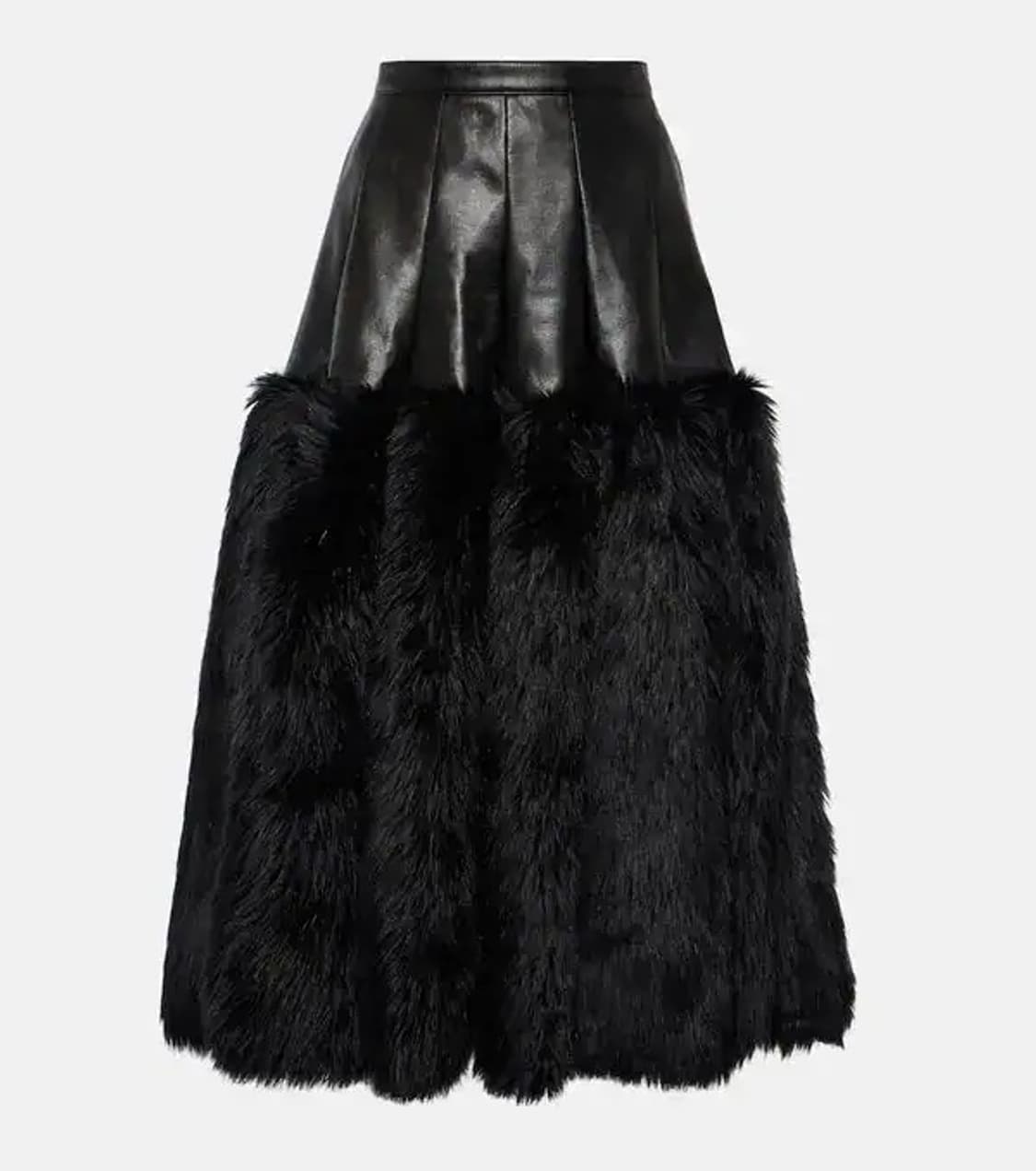 준야 와타나베 레더 퍼 미디 스커트 상품이미지7