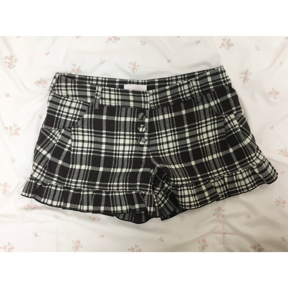 리즈리사 LIZLISA 체크 프릴 초코 반바지 큐롯팬츠 갸루 라떼 빈티지 상품이미지1