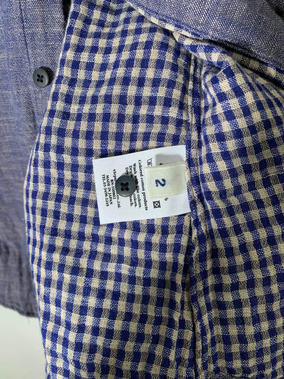 45r & 인디고 블루 깅엄체크 셔츠 상품이미지5