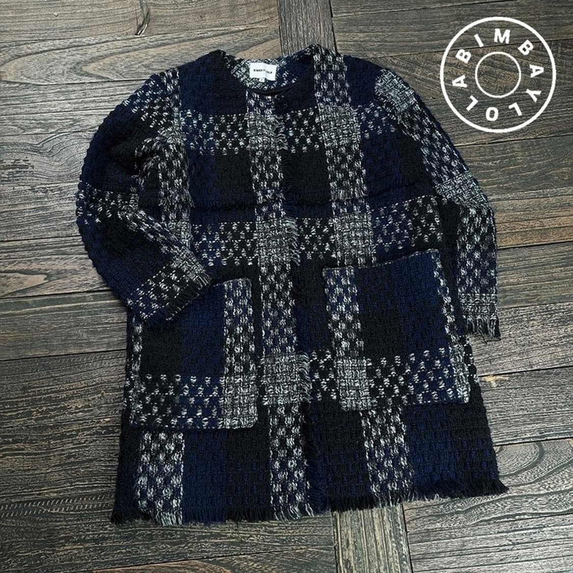 [빔바이롤라] 오버핏 체크 트위드 코트 네이비 M19658 상품이미지1