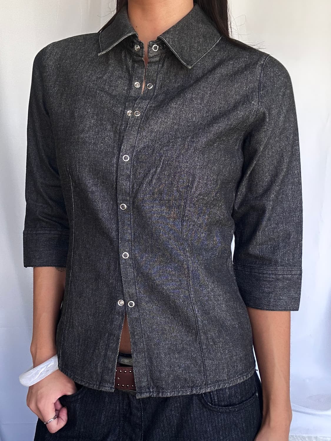 빈티지 7부 데님셔츠 상품이미지2