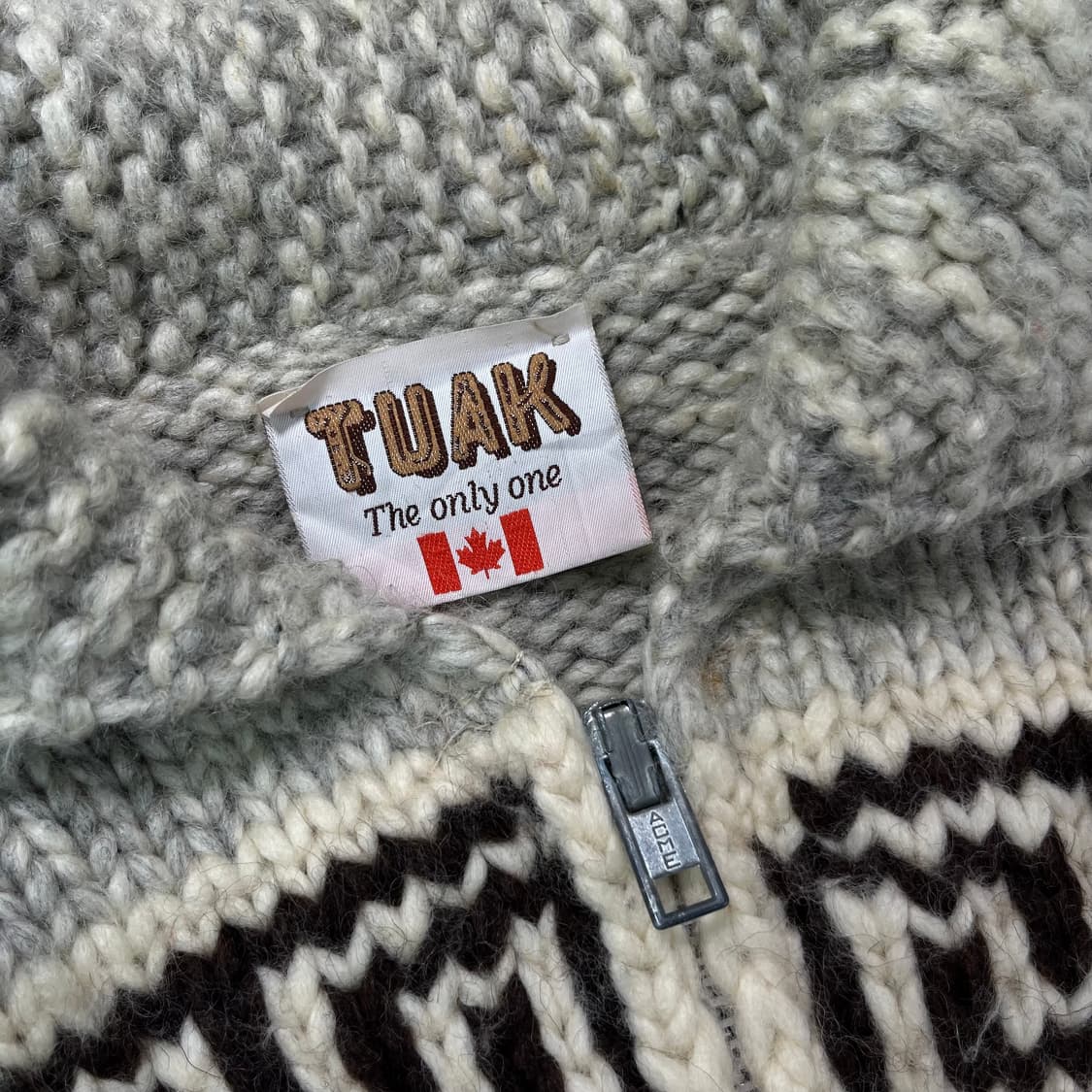 100 TUAK 캐나다 숄카라 코위찬 울 니트 집업 상품이미지2