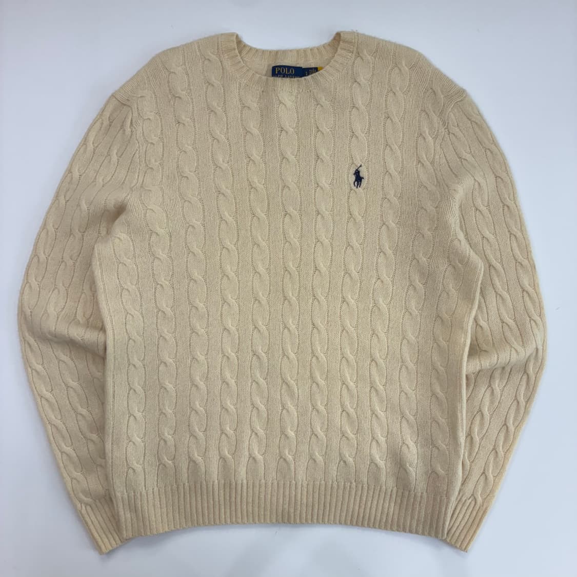 Polo 폴로 랄프로렌 크림 아이보리 캐시미어 케이블 리운드 니트 상품이미지2