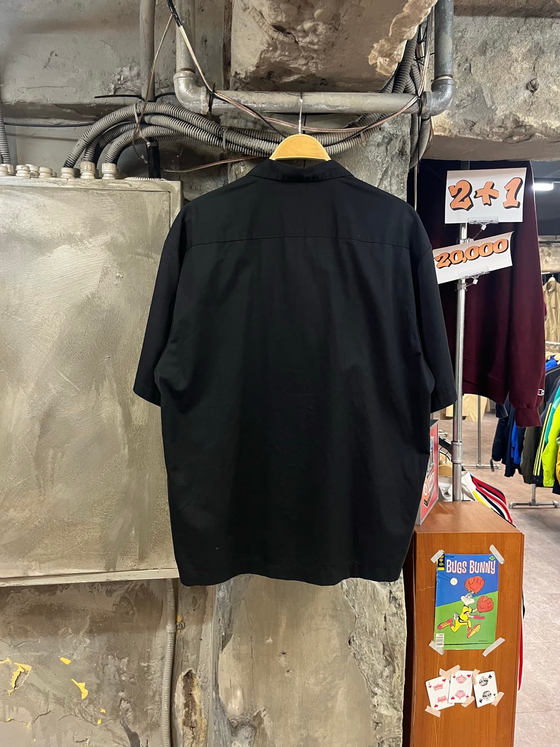 빈티지 Port 배색 반팔 셔츠 블랙 L #csz3561 상품이미지2