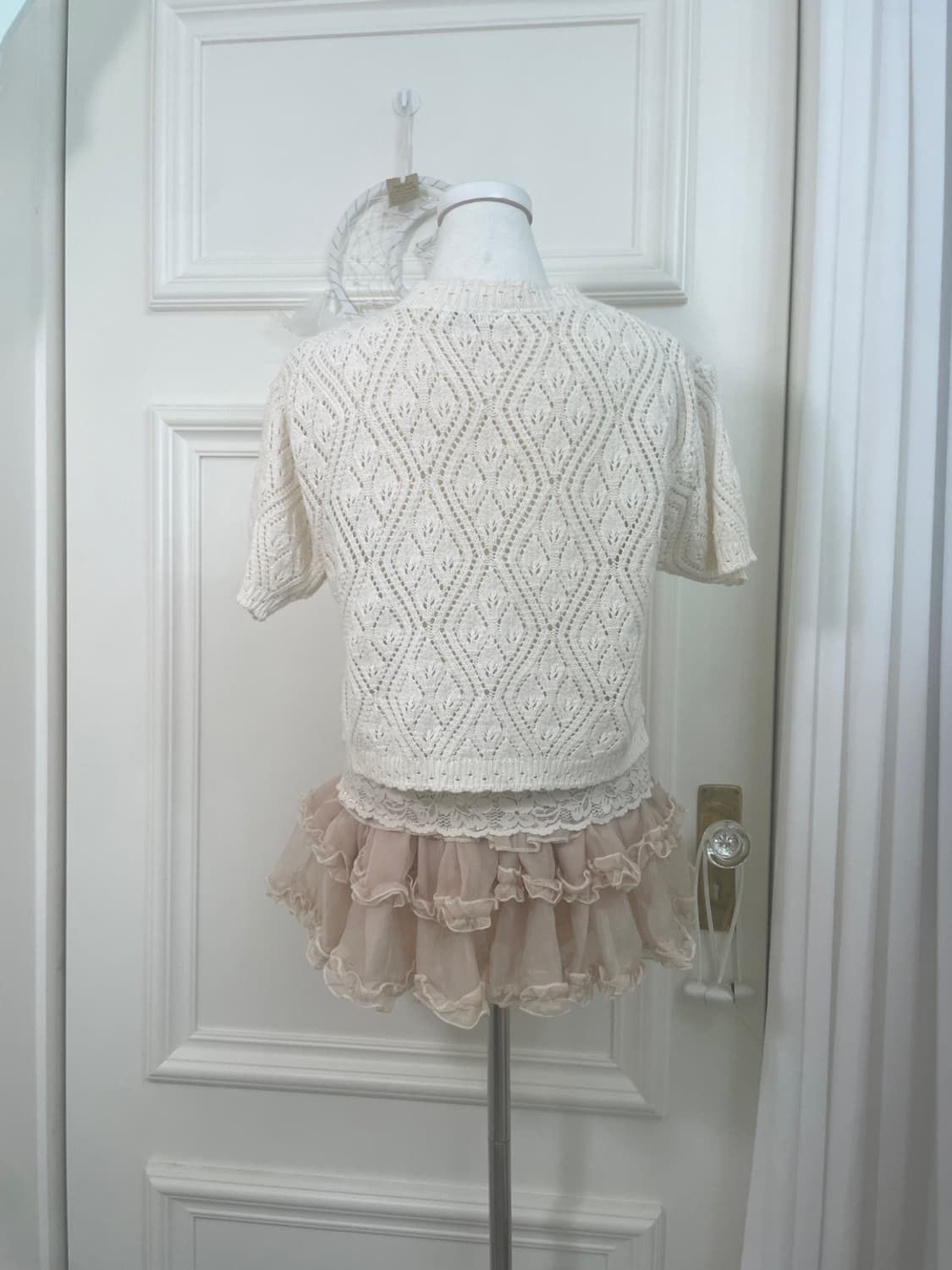 ivory bolero cardigan&beigw lace half to 상품이미지3