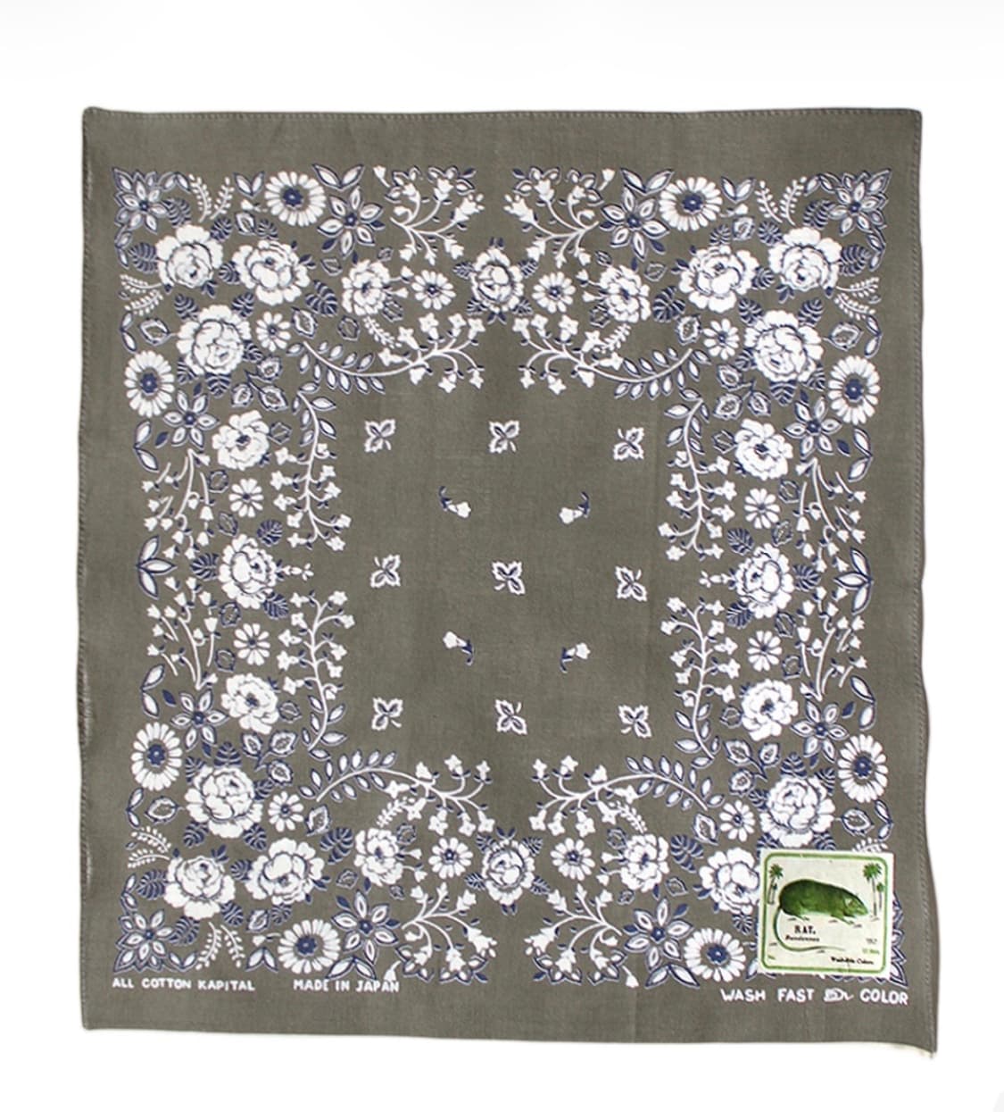 캐피탈 패스트컬러 셀비지 반다나 처칠 가든 15 x 15 카키 스카프 상품이미지1