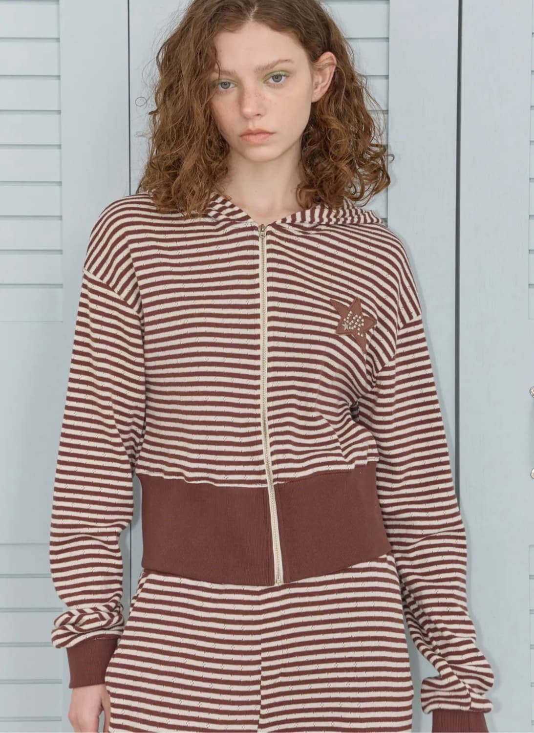 [레터리X젤라비]스트라이프 후드 집업 팬츠 셋업 상품이미지2