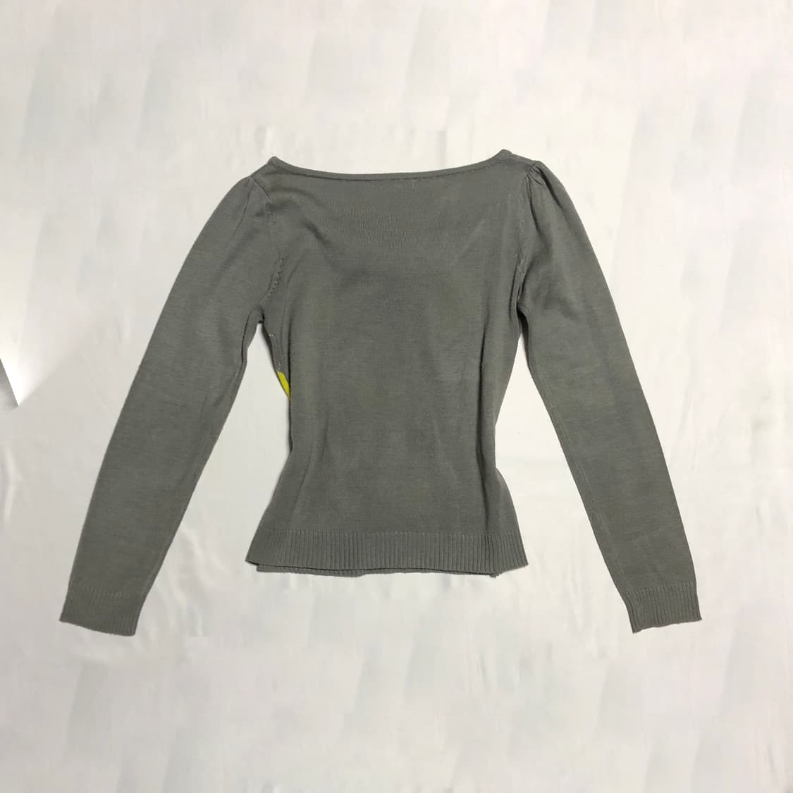 리본 레이스 로걀 아가일 니트 탑 그레이 상품이미지2